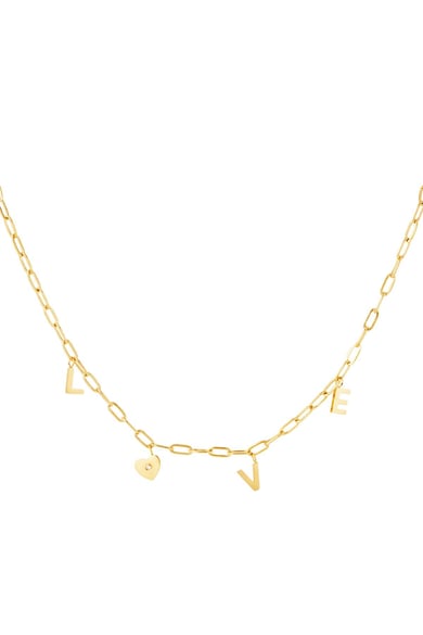 Necklace Love Heart  Gold Color Stainless Steel h5 