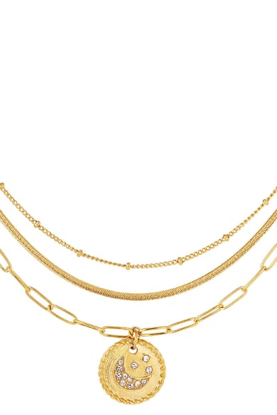 Collier superposé avec lune Argenté Acier inoxydable h5 Image2