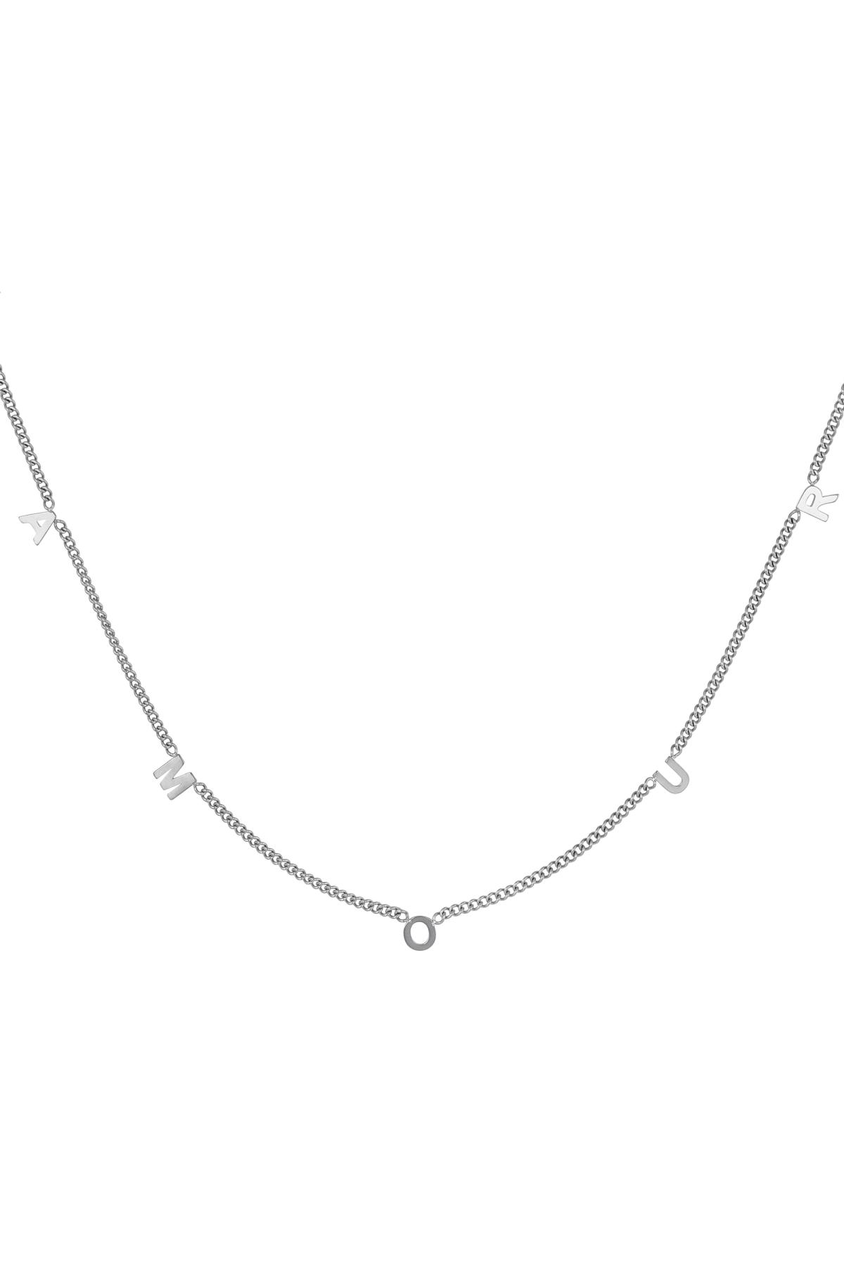 Necklace Amour Silver Color Stainless Steel