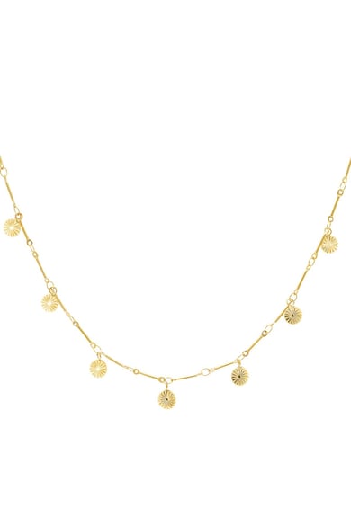 Necklace with flower coin charms Gold Color Stainless Steel h5 