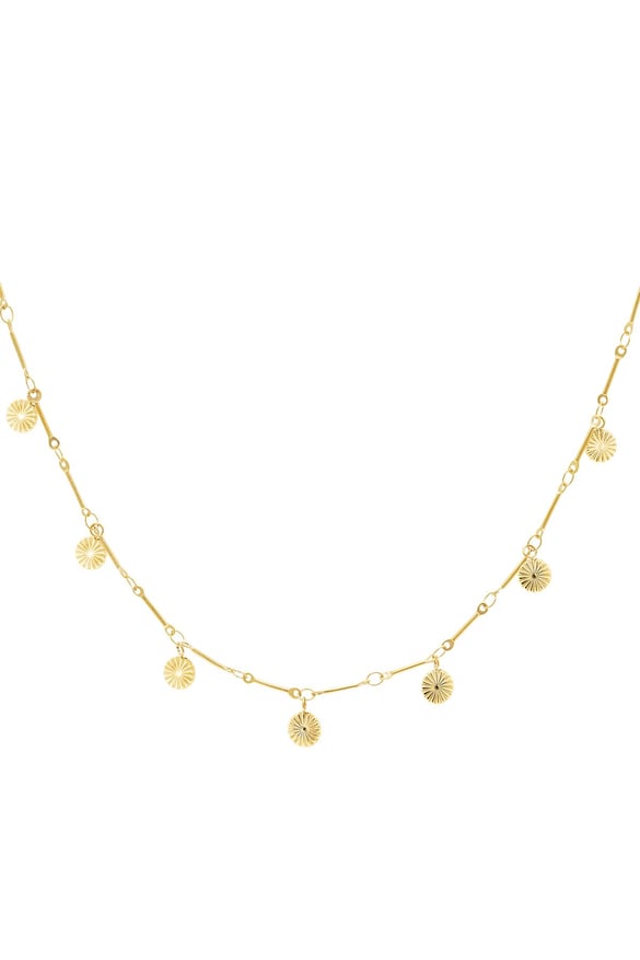 Necklace with flower coin charms Gold Color Stainless Steel 2