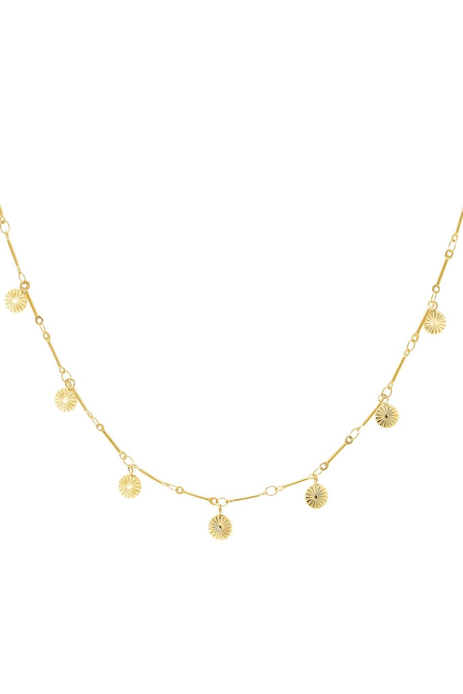 Necklace with flower coin charms Gold Color Stainless Steel 
