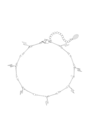 Anklet with lightning bolt charms Silver Color Stainless Steel h5 