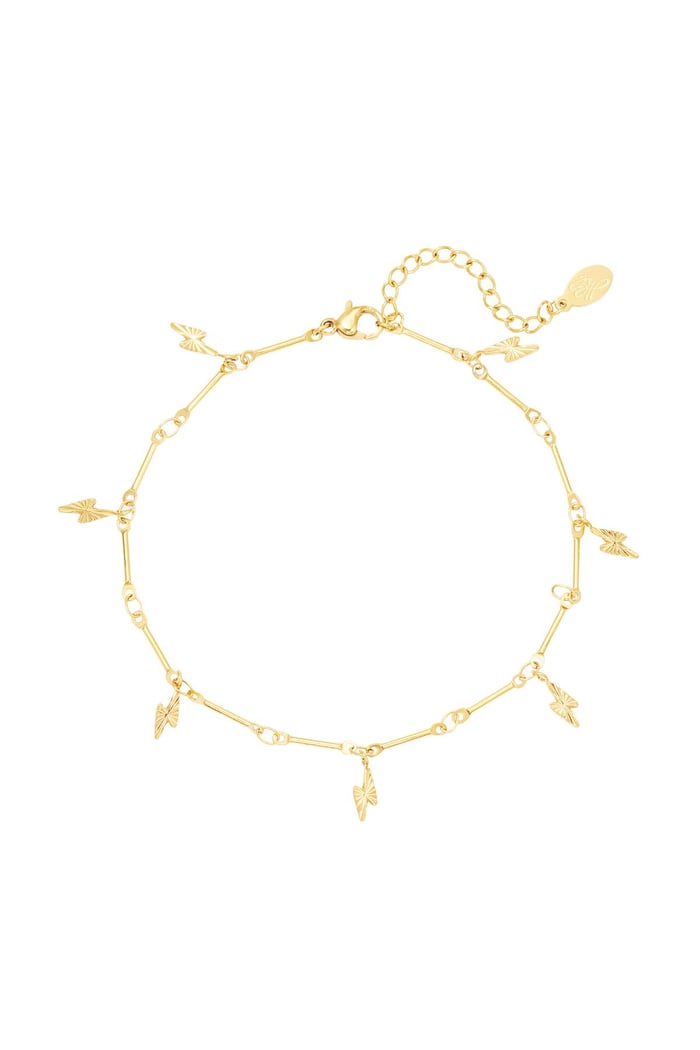 Anklet with lightning bolt charm Gold Color Stainless Steel 