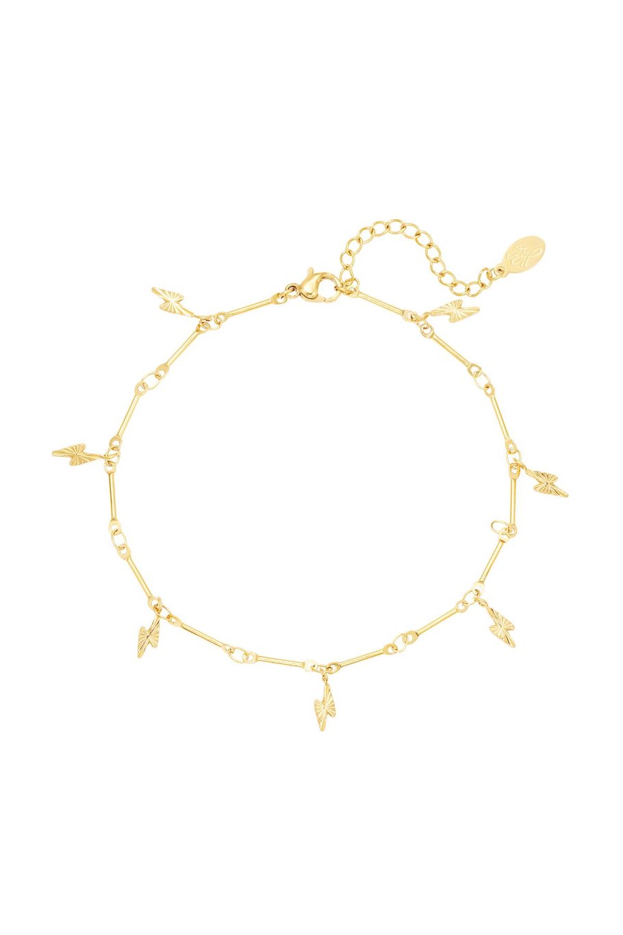 Fußkettchen mit Blitz-Anhänger Goldfarbe Edelstahl