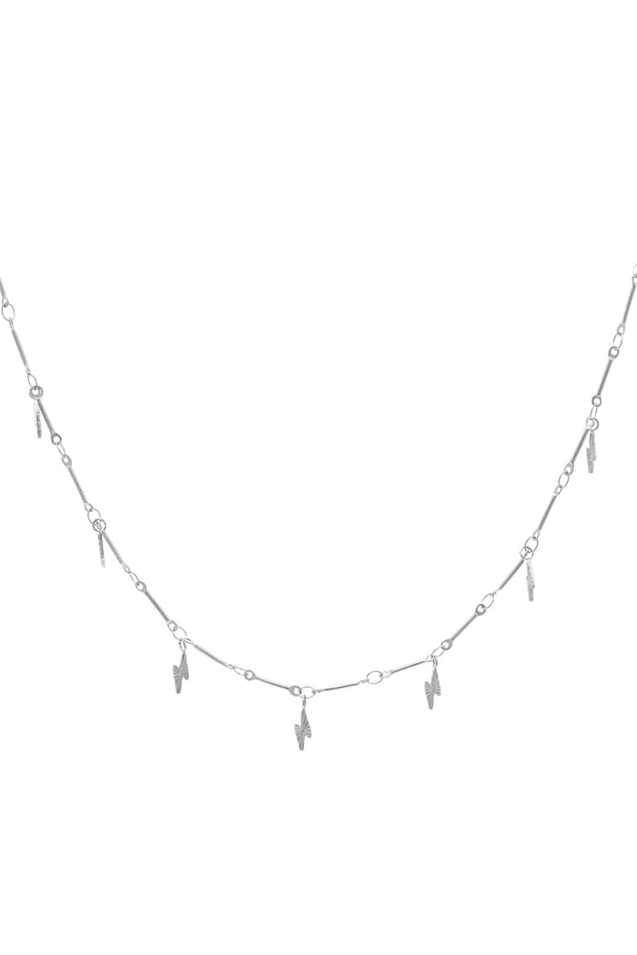 Stainless steel necklace lightning bolt Silver color 