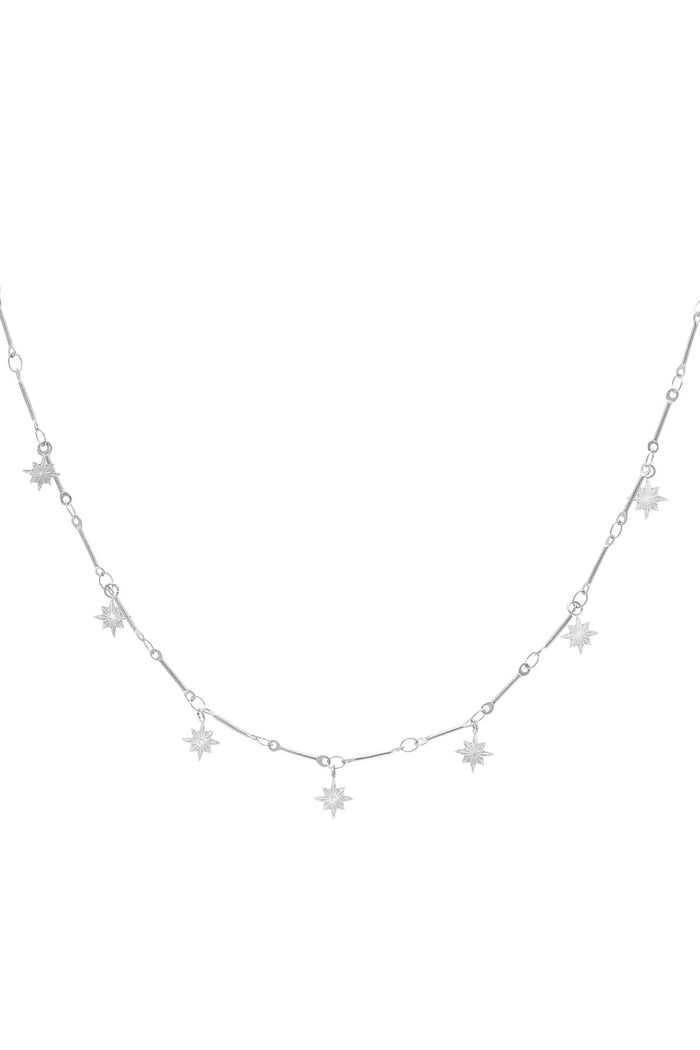 Necklace North Star Silver Color Stainless Steel 