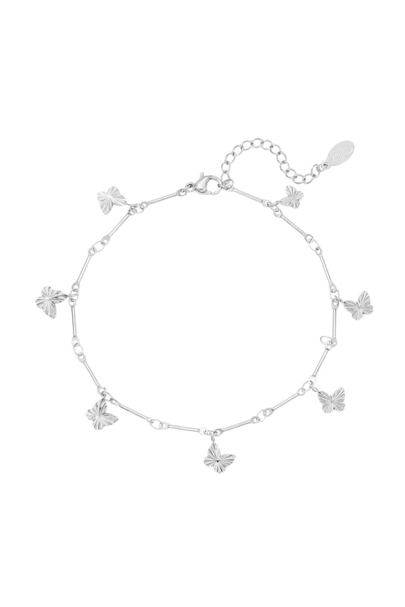 Stainless steel anklet butterfly Silver color