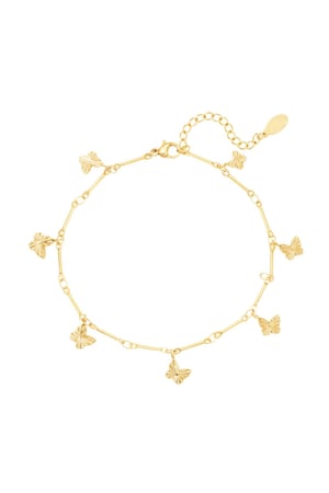 Stainless steel anklet butterfly Gold color h5 