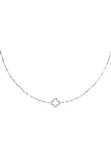 Necklace clover zircon Gold Color Stainless Steel h5 