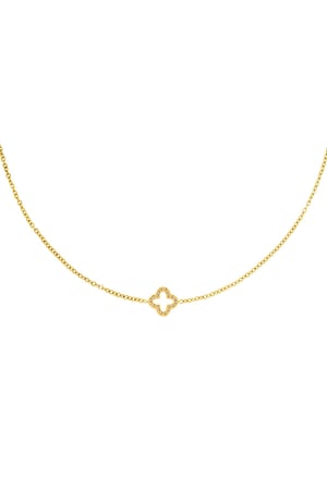 Necklace clover zircon Gold Color Stainless Steel h5 