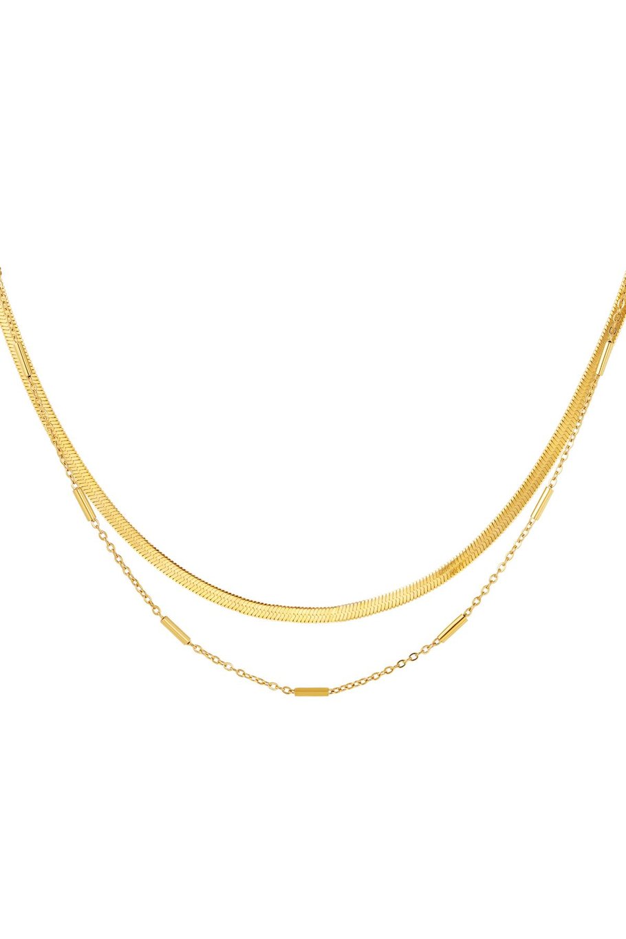 stainless steel necklace double chained  
