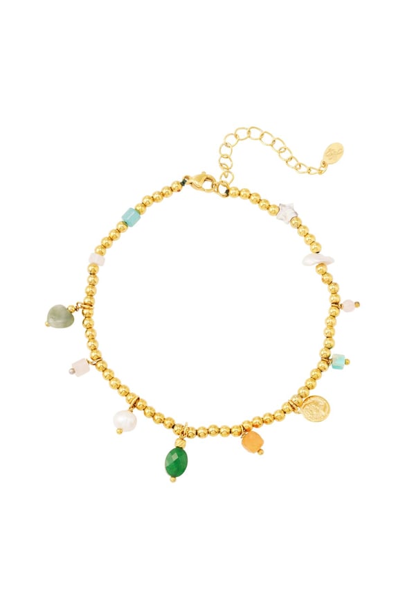 Anklet colourful Gold Color Stainless Steel