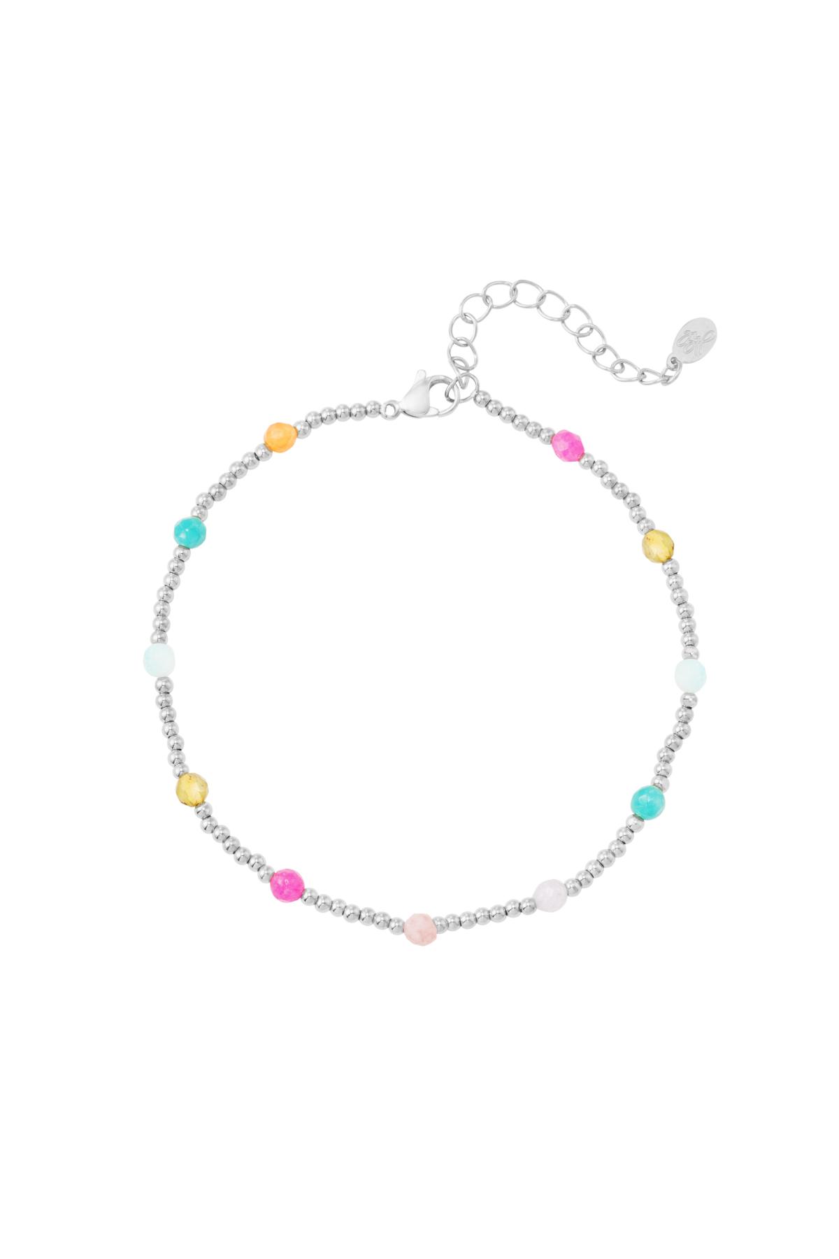 Stainless steel anklet colorful beads Silver color 