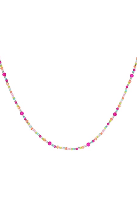 Colourful necklace pink - #summergirls collection Silver Color Glass