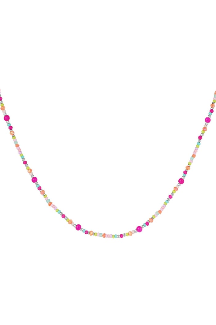 Colourful necklace pink - #summergirls collection Silver Color Glass 