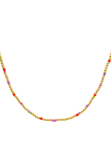 Colourful beads necklace - #summergirls collection Gold Color Stainless Steel h5 