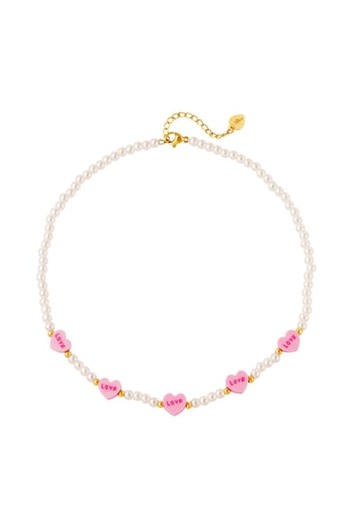 Kids - love hearts necklace - Mother-Daughter collection Pink Pearls h5 