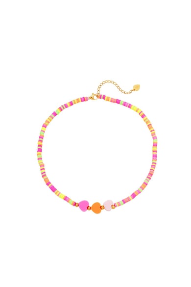Kids - pink hearts necklace - Mother-Daughter collection Rose polymer clay h5 