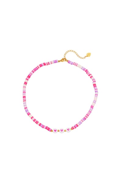 Kids - hearts necklace - Mother-Daughter collection Rose polymer clay h5 