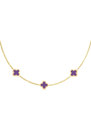 Necklace three colorful clovers - purple Stainless Steel h5 