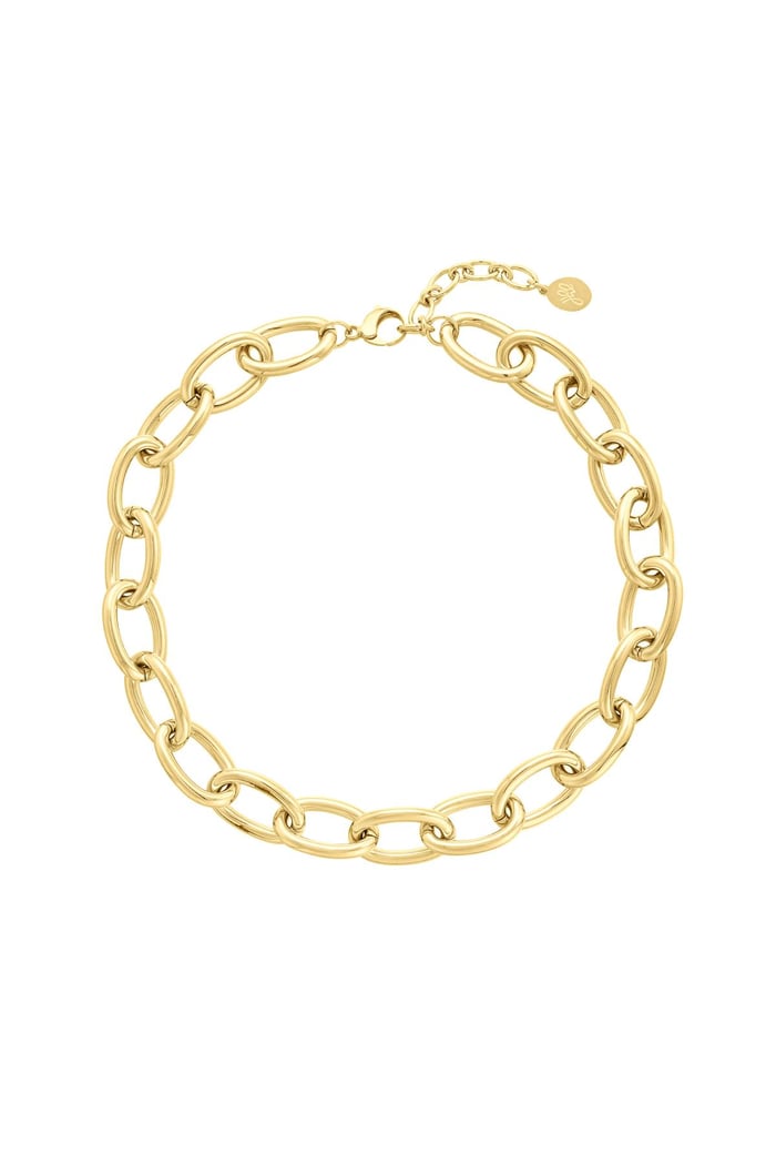 Chunky chain necklace with large links Gold Color Stainless Steel 