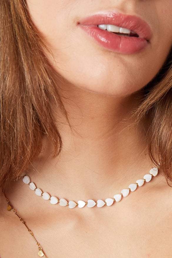 Heart necklace - Beach collection White Gold Color Sea Shells 2
