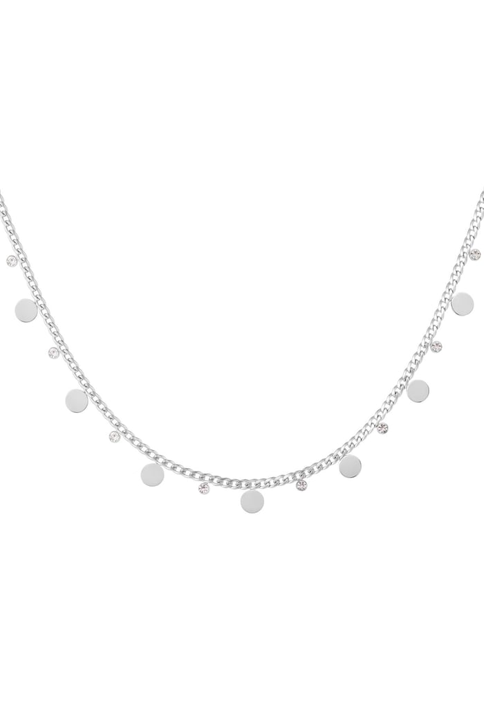 Necklace with cricels and rhinestones Silver Color Stainless Steel 