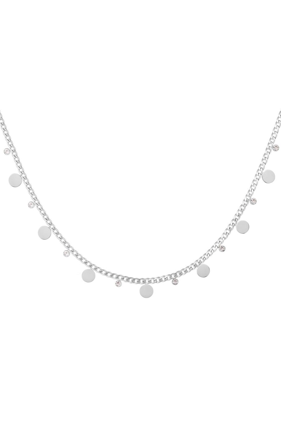 Necklace with cricels and rhinestones Silver Color Stainless Steel