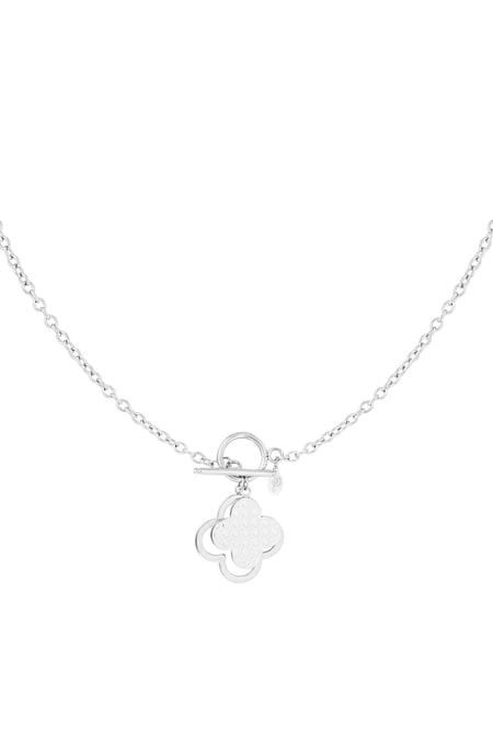 Necklace statement clover Silver Color Stainless Steel 2