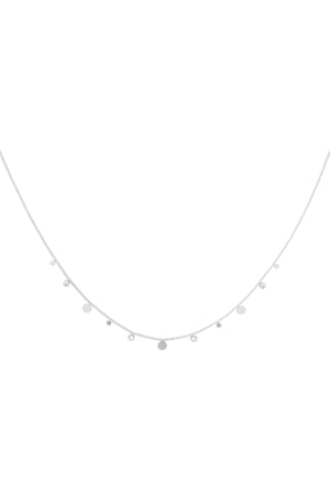 Necklace simple with rhinestone details Silver Color Stainless Steel h5 