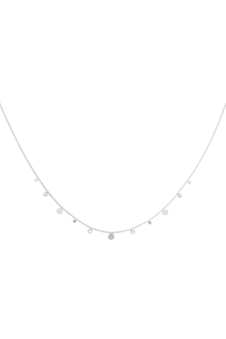 Necklace simple with rhinestone details Silver Color Stainless Steel