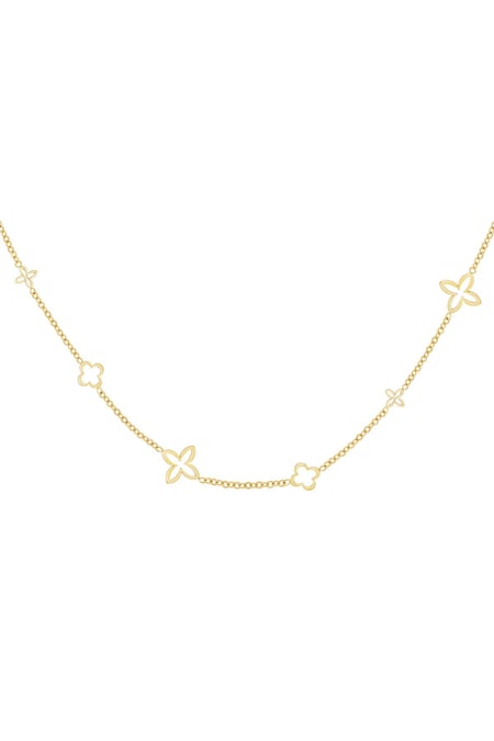 Minimalist charm necklace clovers Gold Color Stainless Steel