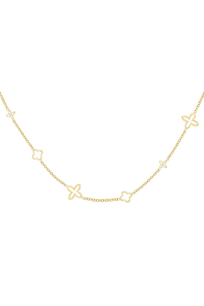 Minimalist charm necklace clovers Gold Color Stainless Steel 