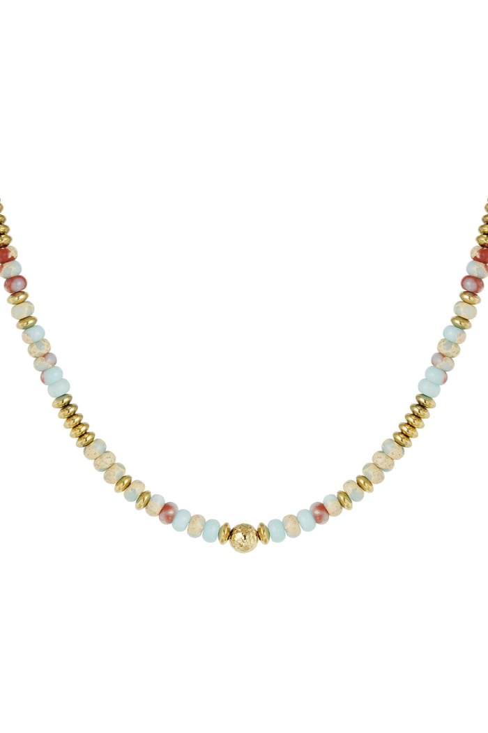 Necklace with multi-coloured stone beads - Natural stone collection Light Blue Hematite 