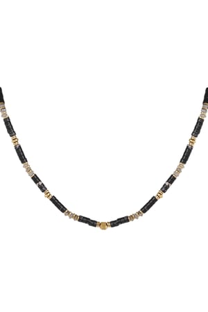 Necklace with small colored stones Black & Gold color h5 