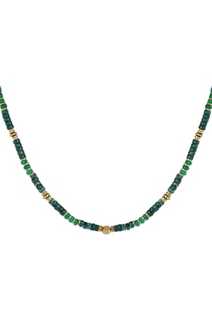 Necklace with small colored stones Green & Gold color h5 