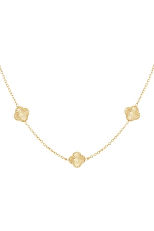 Necklace clover with pattern Gold Color Stainless Steel h5 