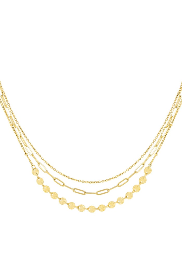 Necklace 3 layers Gold Color Stainless Steel 