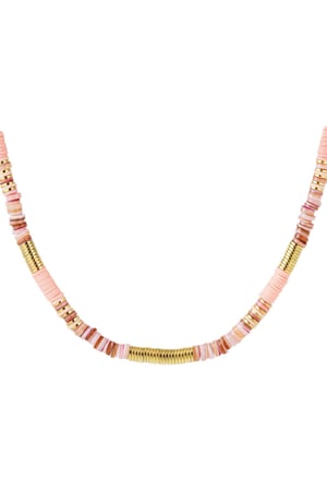 Necklace different beads Pink polymer clay h5 