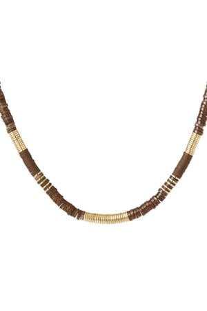 Necklace different beads Beige & Gold Color polymer clay h5 