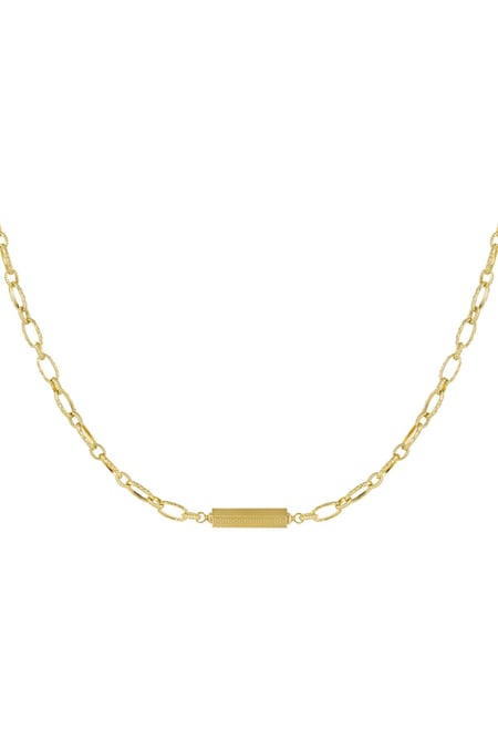 Link chain with charm Gold Color Stainless Steel