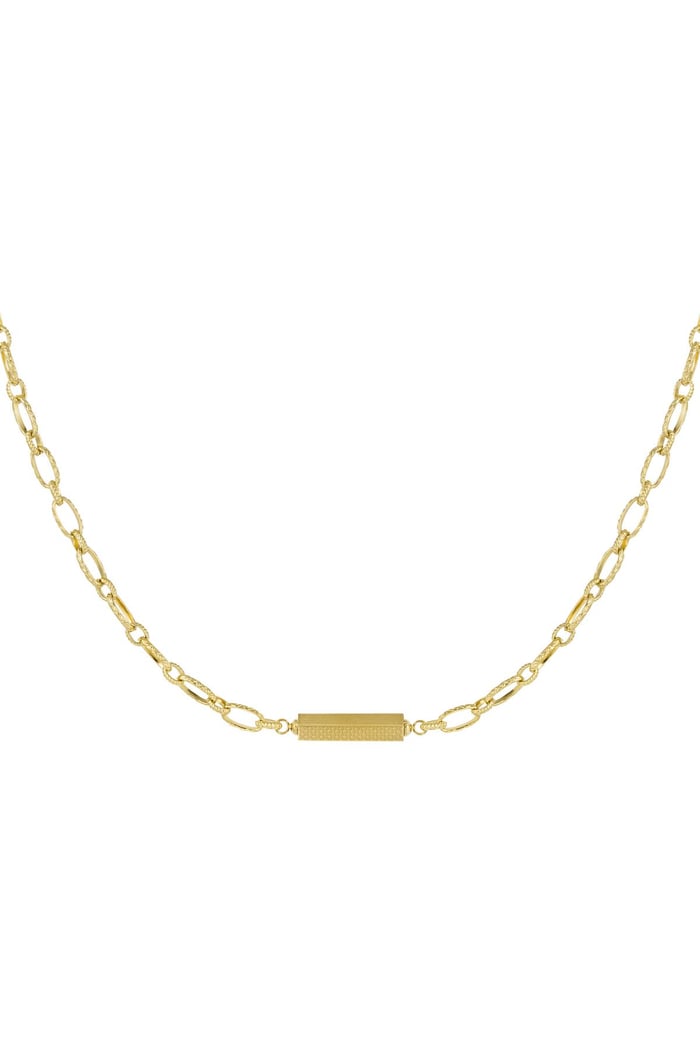 Link chain with charm Gold Color Stainless Steel 