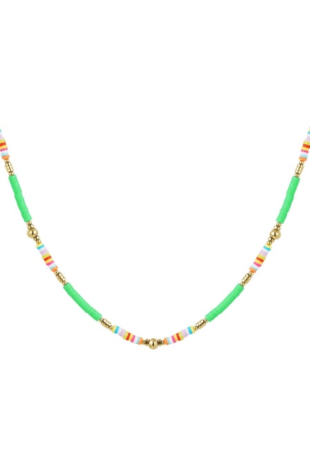 Beaded necklace cheerful Green & Gold Color Hematite