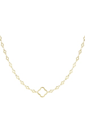 Chain circles with clover Gold Color Stainless Steel h5 