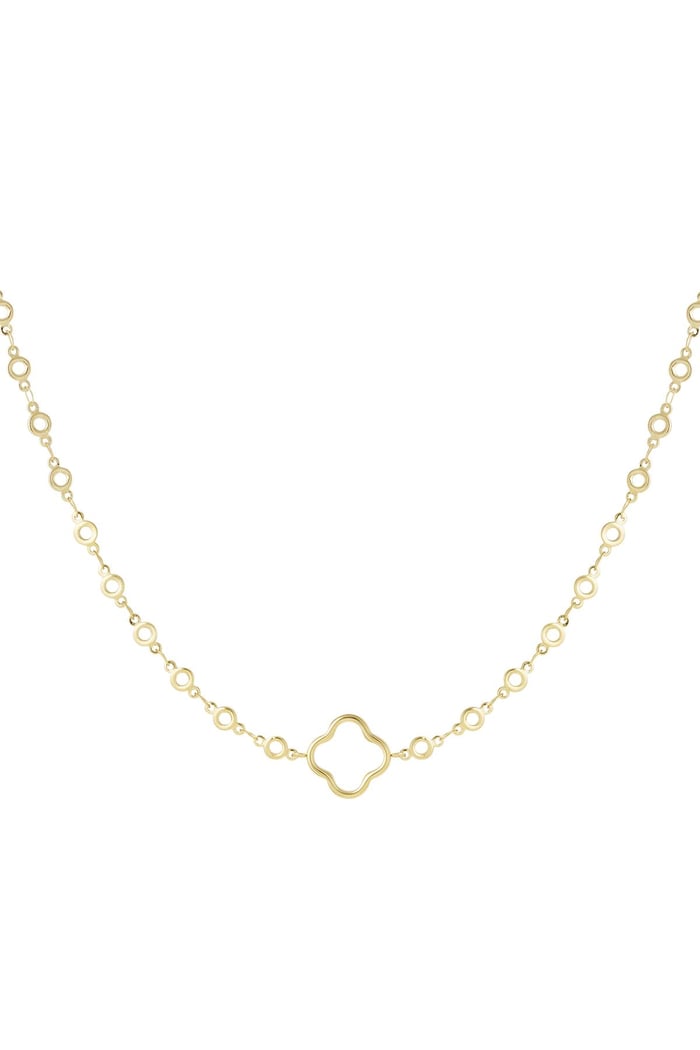 Chain circles with clover Gold Color Stainless Steel 