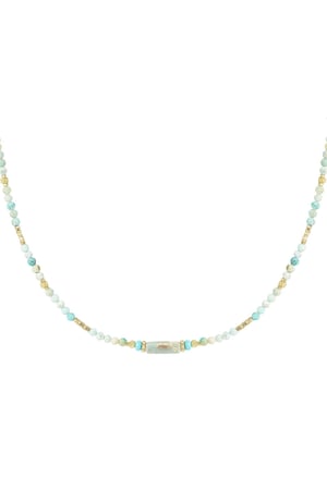 Necklace many beads - Natural stones collection Turquoise & Gold Color Stainless Steel h5 