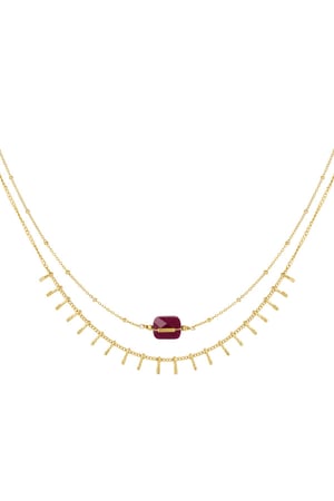 Necklace with details - Natural stone collection Fuchsia h5 