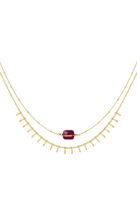 Necklace with details - Natural stone collection Fuchsia