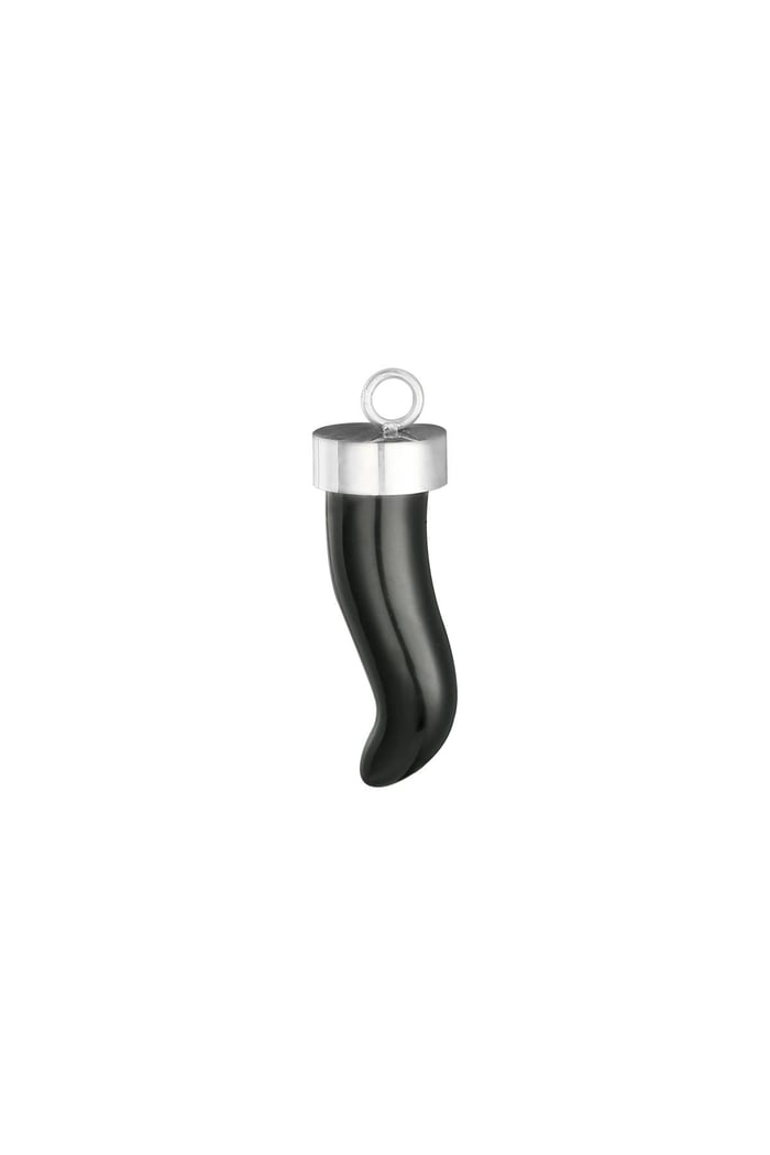 Charm Horn Black & Silver Color Stainless Steel 